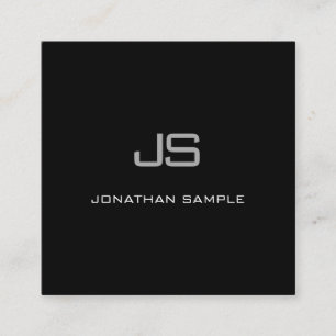 Creative Modern Monogram Black White Simple Plain Vierkante Visitekaartje