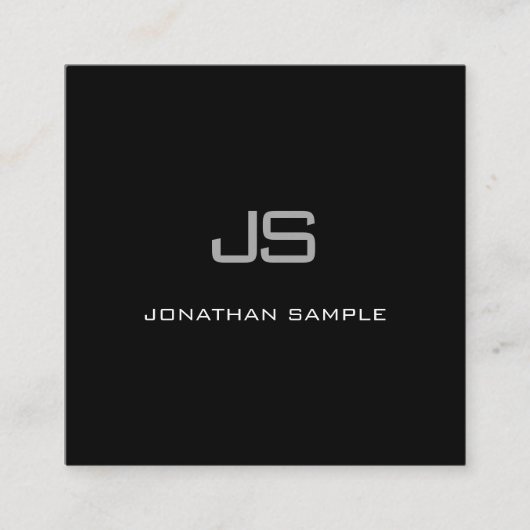 Creative Modern Monogram Black White Simple Plain Vierkante Visitekaartje (Voorkant)