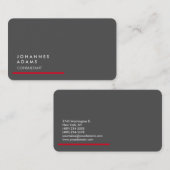 Creative Modern Plain Grey Red Trendy Visitekaartje (Voorkant / Achterkant)