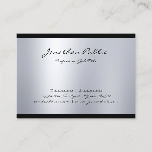 Creative Modern Script Cool Silver Plain Trendy Visitekaartje (Voorkant)