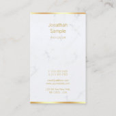 Creative Modern White Marble Gold Hand Script Luxe Visitekaartje (Achterkant)