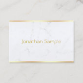 Creative Modern White Marble Gold Text Sjabloon Visitekaartje (Voorkant)