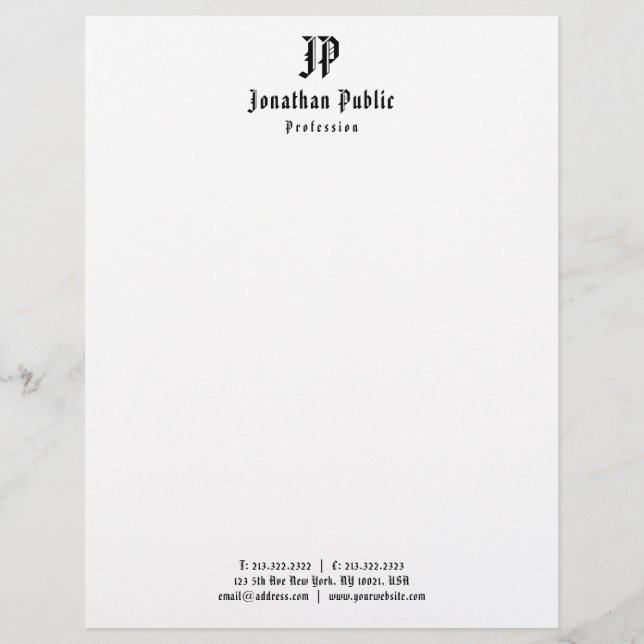 Creative Monogram Minimalist  Sjabloon Chic Briefhoofd (Voorkant)