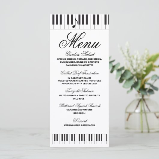 Creative Musicians Piano Keys Weddenschap Menu (Staand voorkant)