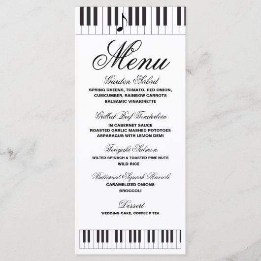 Creative Musicians Piano Keys Weddenschap Menu (Voorkant)