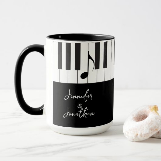 Creative Musicians Piano Keys Wedding Mok (Met donut)