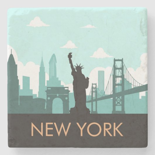 Creative New York Skyline Stenen Onderzetter (Voorkant)