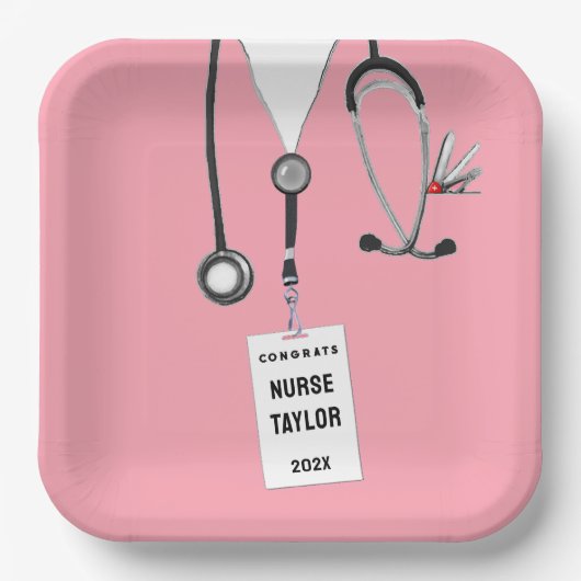 Creative Nurse Graduation Party Roze papieren Bord (Voorkant)