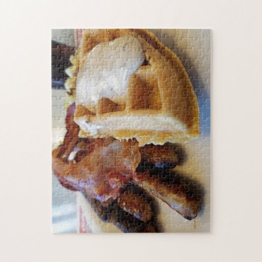 Creative ontbijt bacon waffle puzzel legpuzzel (Verticaal)