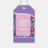 Creative Pastel Roze Paarse Bouwstenen Favor Cadeaulabel (Achterkant)