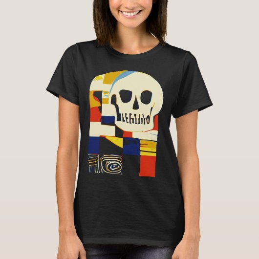 Creative Patchwork Skull Abstract Shapes Artful Gr T-shirt (Voorkant)