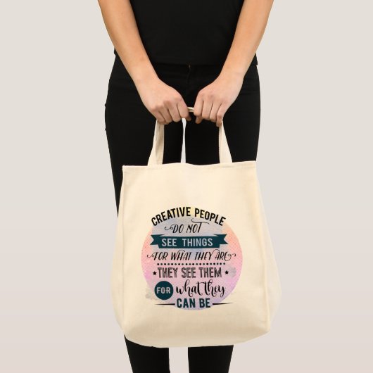 Creative People Quote Kruidenier Canvas tas (Voorkant (product))