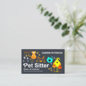 Creative Pet Sitter Signement Colorful Dog Cat Visitekaartje (Staand voorkant)