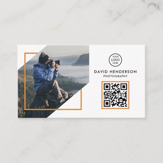 Creative Photographer White Qr Code Visitekaartje (Voorkant)