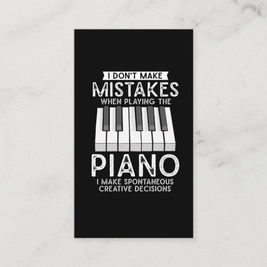 Creative Pianist Witty Piano Musician Music Lover Visitekaartje (Voorkant)