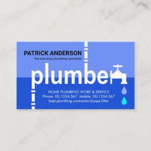 Creative Plumber Faucet Signage Blue Water Visitekaartje