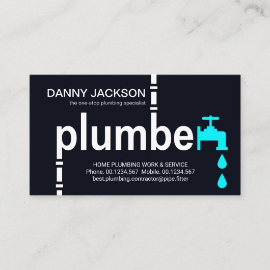 Creative Plumber Faucet Signage Service Visitekaartje (Voorkant)