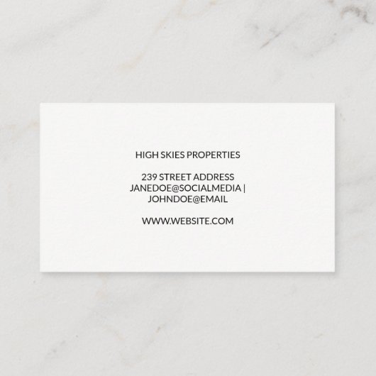 Creative Realtor Logo | Zwarte textuur Visitekaartje (Achterkant)