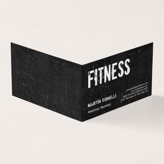 Creative Retro Black Grey Dynamic Personal Trainer Visitekaartjes (Buitenkant)