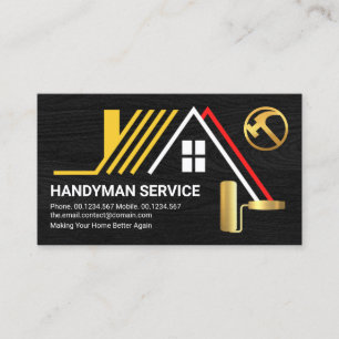 Creative Rooftop op Black Wood Handyman Builder Visitekaartje