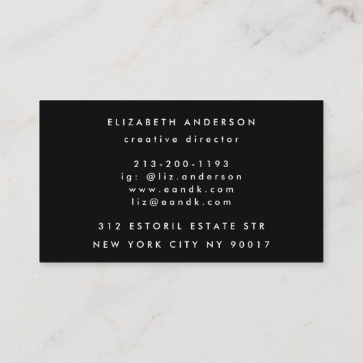 Creative Script Bold Big Monogram Modern Eenvoudig Visitekaartje (Achterkant)