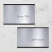 Creative Script Glam Silver Modern Professional Visitekaartje (Voorkant / Achterkant)