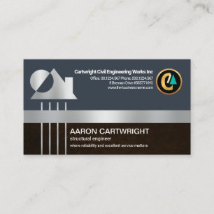 Creative Silver Re-Bar Lines Construction Engineer Visitekaartje