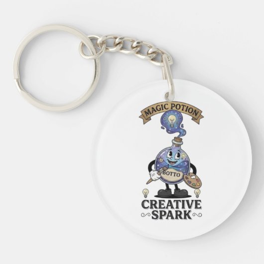 Creative Spark Magic Potion Retro Artist Mascot Sleutelhanger (Voorkant)