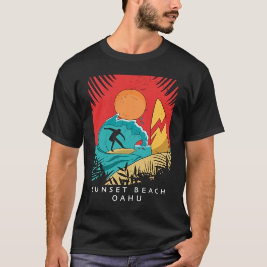Creative Sunset Beach Travel Surf Palm Tree Oa T-shirt (Voorkant)
