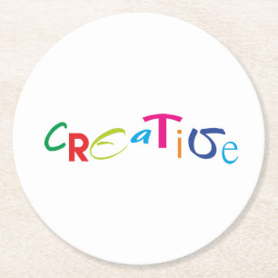 Creative Swayed Varicolored Random Styles Tekst Ronde Kartonnen Onderzetter