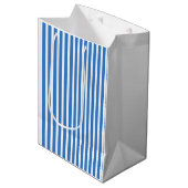 Creative Trendy Sjabloon Modern Blue White Striped Medium Cadeauzakje (Voorkant Gekanteld)