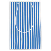 Creative Trendy Sjabloon Modern Blue White Striped Medium Cadeauzakje (Voorkant)