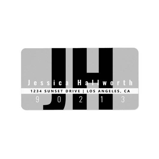 Creative Unique Modern | Zwart wit grijs adres Etiket (Voorkant)