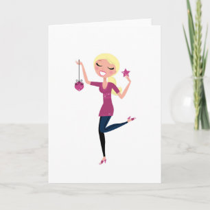 Creative vintage greeting met Painted girl Feestdagen Kaart