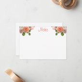 Creative Waterverf Rozen Handgeschreven script Notitiekaartje (Voorkant / Achterkant in situ)