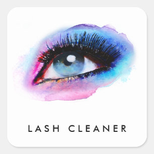 Creative Waterverf Wimpers Blue Lash Cleaner Vierkante Sticker
