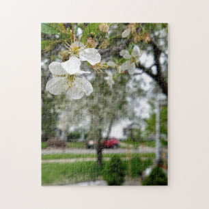 Creative white dogwood flower foto jigzaag puzzel