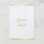 Creative White Marble Gold Modern Hand Script-teks Visitekaartje (Voorkant)