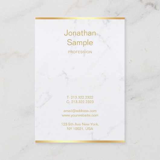 Creative White Marble Gold Modern Hand Script-teks Visitekaartje (Achterkant)