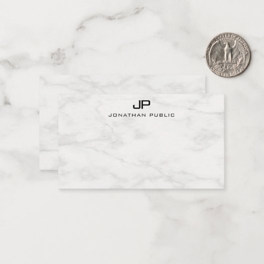 Creative White Marble Monogram Sjabloon Modern (Voorkant / Achterkant in situ)