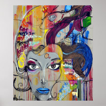 Creative Woman Psychedelic Art Graffiti