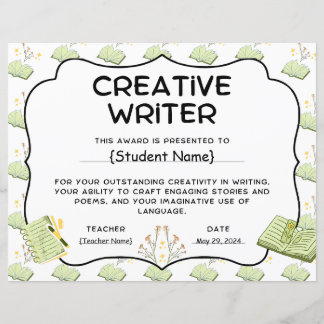 Creative Writer Student Recognition Award