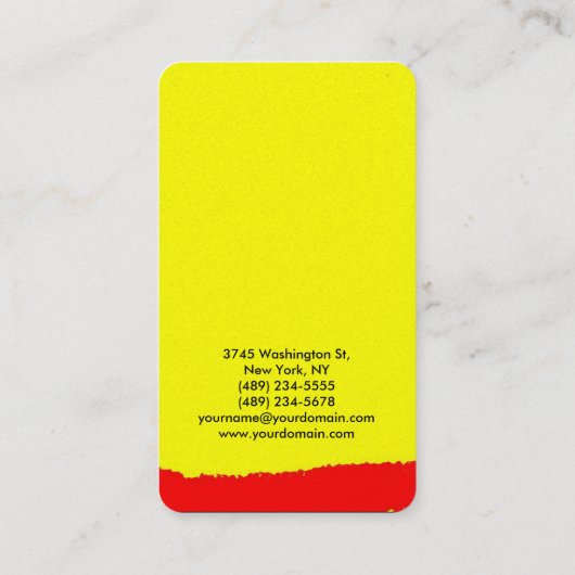 Creative Yellow Red Abstract Art Visitekaartje (Achterkant)