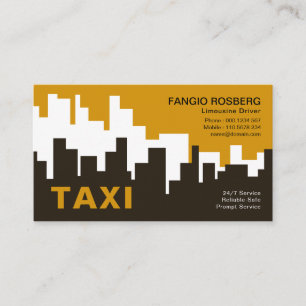 Creative Yellow Urban City Skyline Silhouette Taxi Visitekaartje