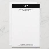 Creative Zwart Wit Sjabloon Modern Minimalist Briefpapier (Voorkant / Achterkant)