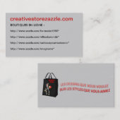 Creativestorezazzle de carte de visite - (Devant / Derrière)