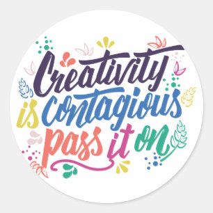 Creativiteit is een besmettelijke verspreiding op  ronde sticker