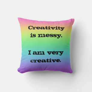 Creativiteit is Messy. Fun Rainbow-Sierkussen Kussen