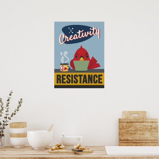 Creativiteit is mijn weerstand - Retro Style Print (Keuken)