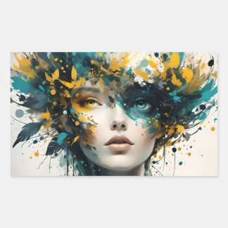 Creativiteit met verbluffende digitale kunst rechthoekige sticker
